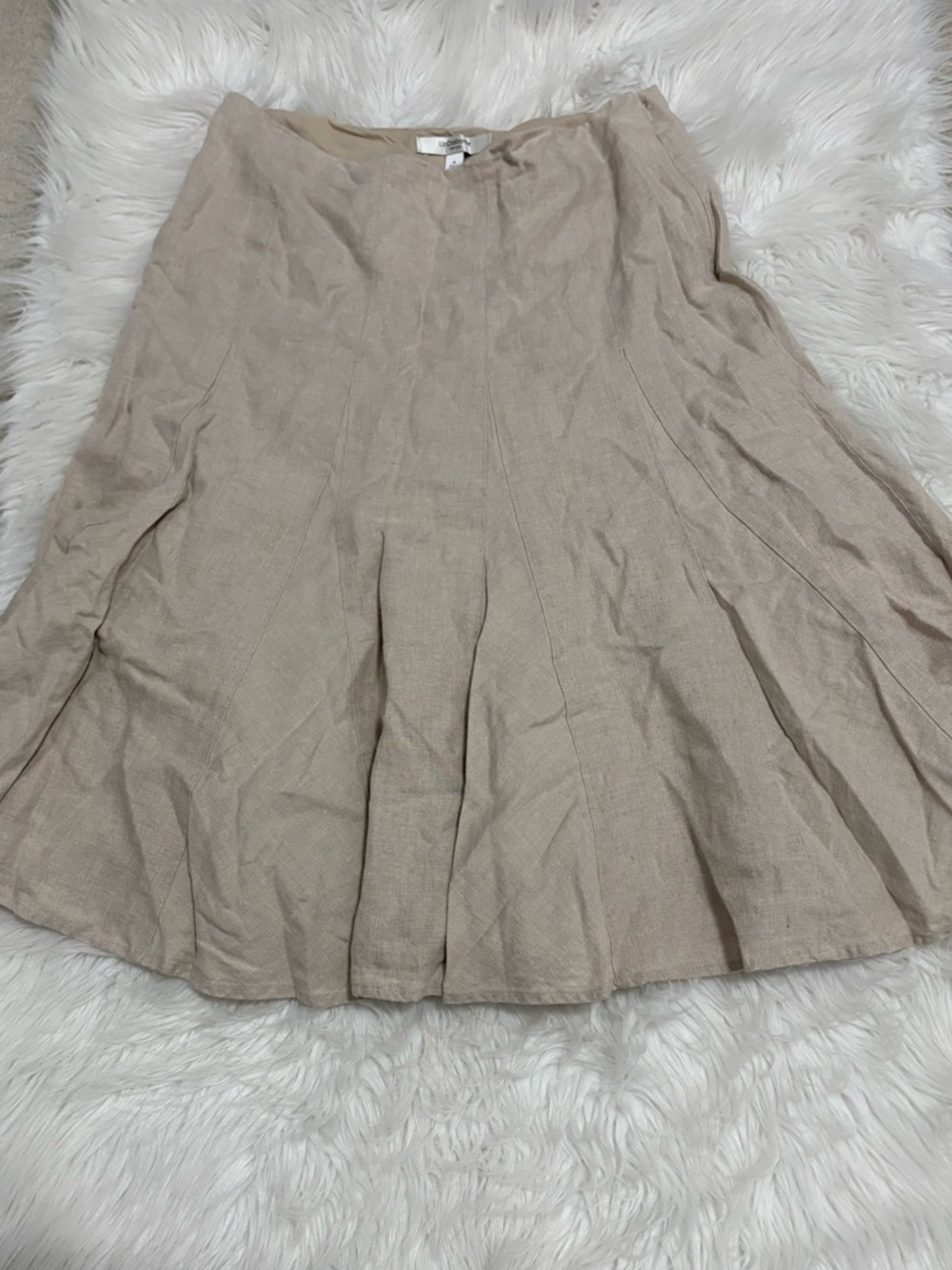 Liz Claiborne Plus Size Beige Flared Preppy Natural Western Linen Maxi Skirt
